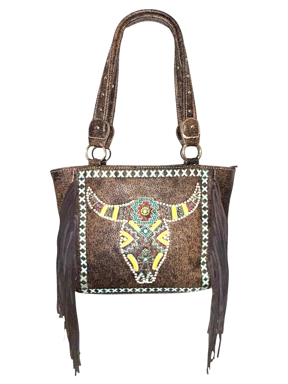 P&G Embellished Western Fringe Brown C/C Shoulder Bag